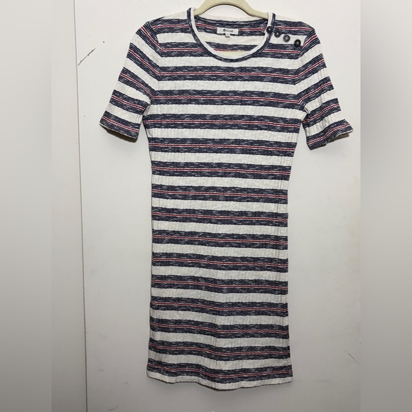 Madewell Dresses & Skirts - Madewell Womens Short Sleeve Mini Dress Lawton Stripe Knit Buttons Size M